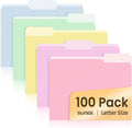 SUNEE File Folders 100 Pack 1/3 Cut Letter Size - Color-Coded