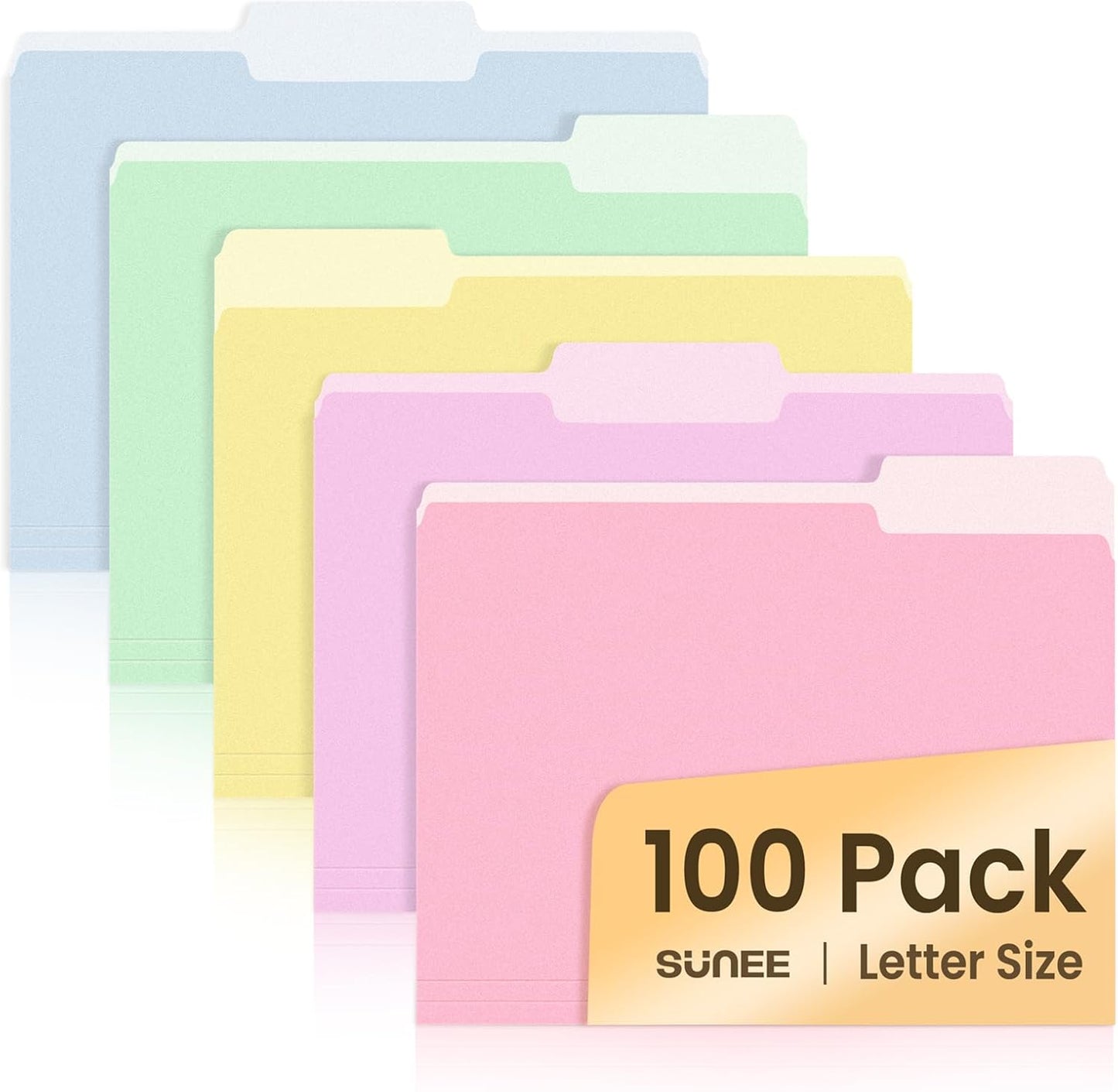 SUNEE 100 Pack Colored File Folders: Ultimate Organization