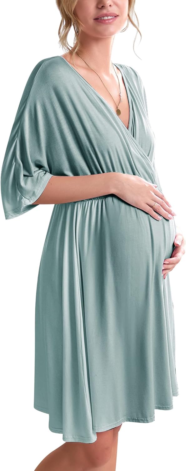 Ekouaer 3 in 1 Labor Delivery Hospital Gown for Maternity
