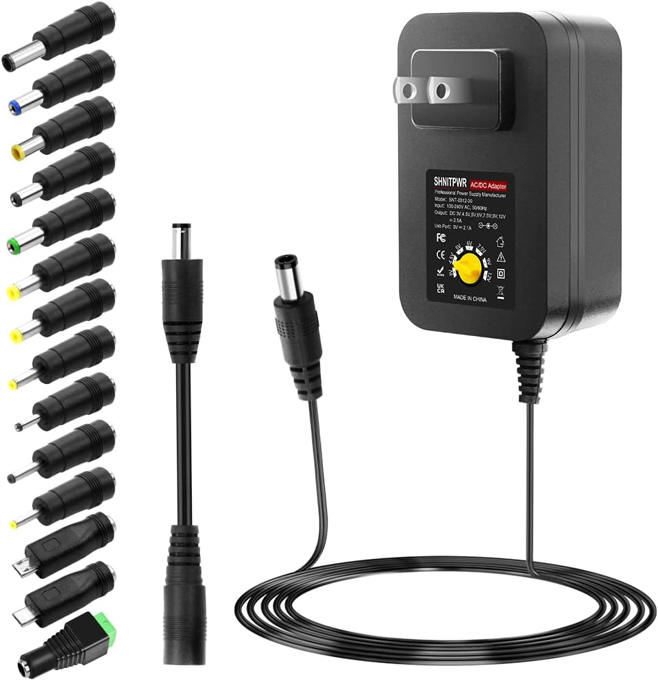 SHNITPWR 30W Universal Power Supply: 3V-12V Adjustable Adapter