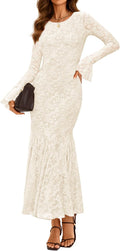 Long Sleeve Bodycon Maxi Dress - Floral Mermaid Fall Party Dress