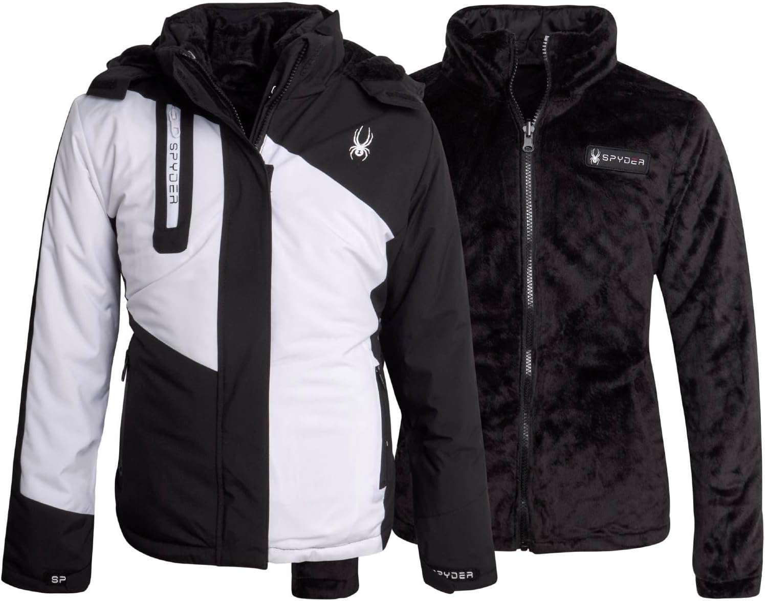 Spyder Girls' 3-in-1 Snow Ski Jacket - Luxe Faux Fur Lining