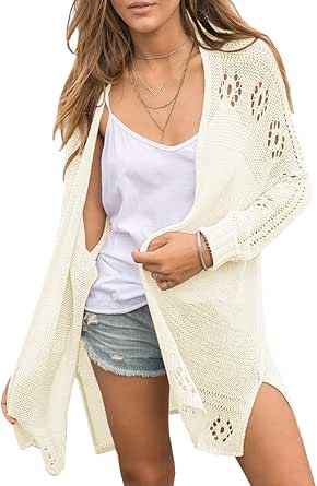 Misassy Womens Open Front Knit Sheer Cardigans for Summer Style