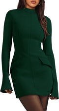 Women's Fall Mock Neck Bodycon Mini Dress - Slim Fit Comfort