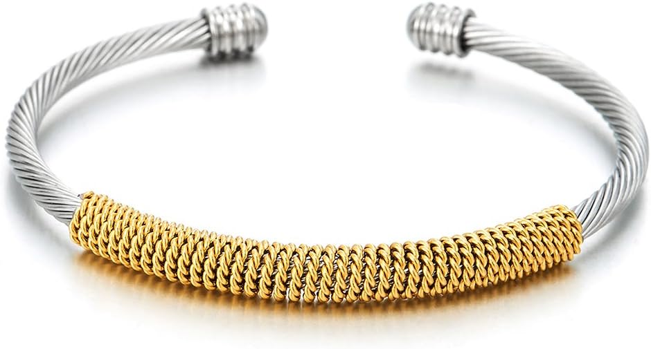 Adjustable Twisted Cable Cuff: Stylish Steel Bracelet