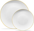 White Plastic Floral Party Plates with Gold Rim - Premium Heavyweight