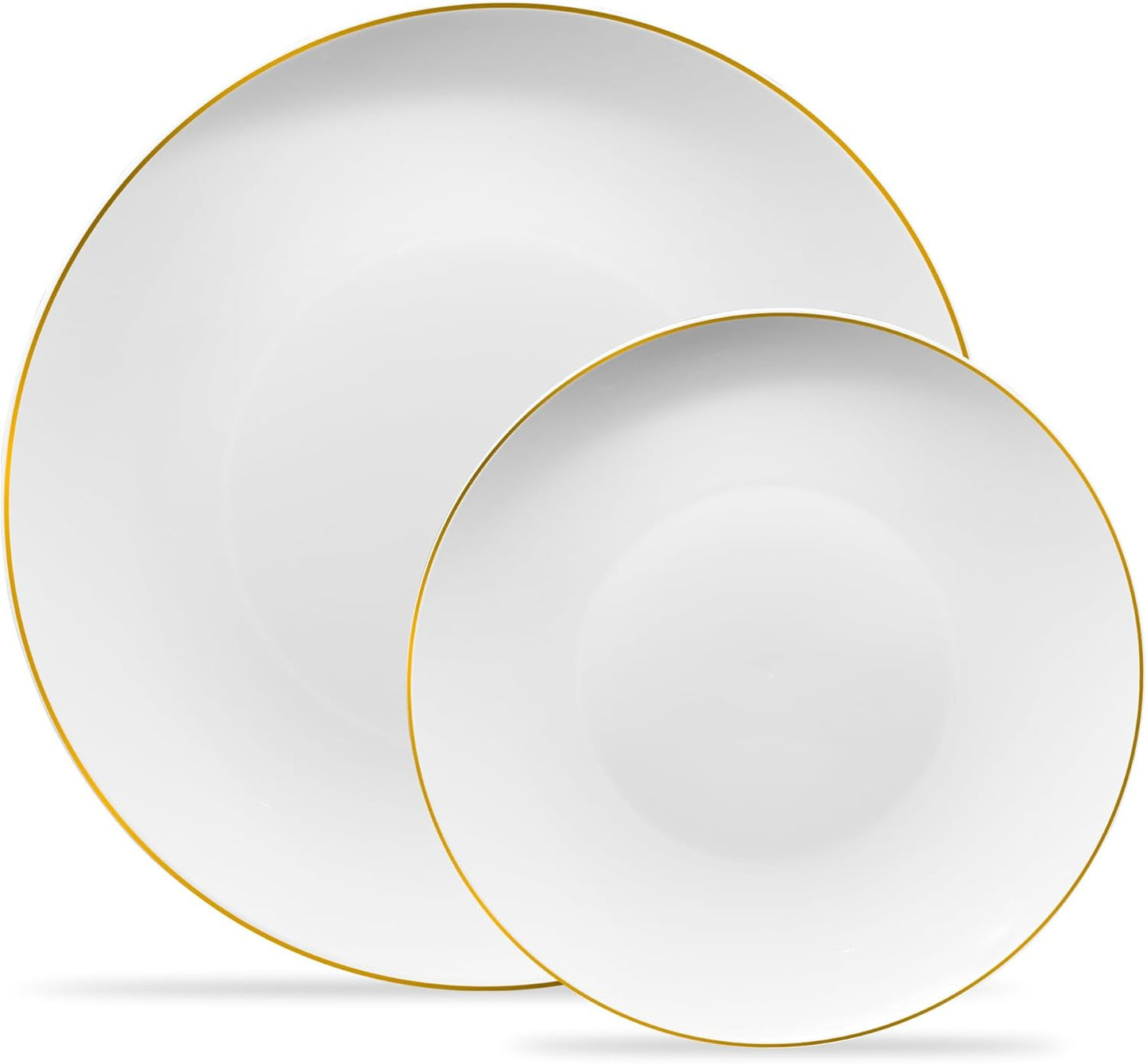 Elegant Disposable Tableware Dishes with Gold Rim for Parties