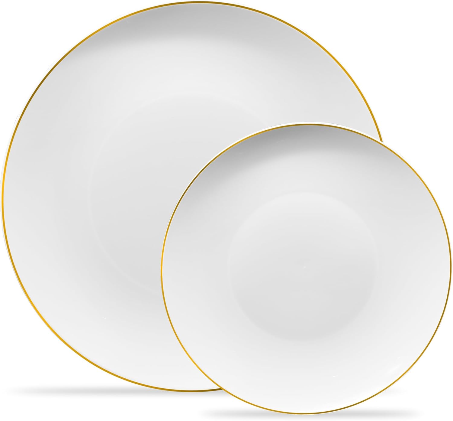 Elegant Disposable Tableware Dishes with Gold Rim for Parties