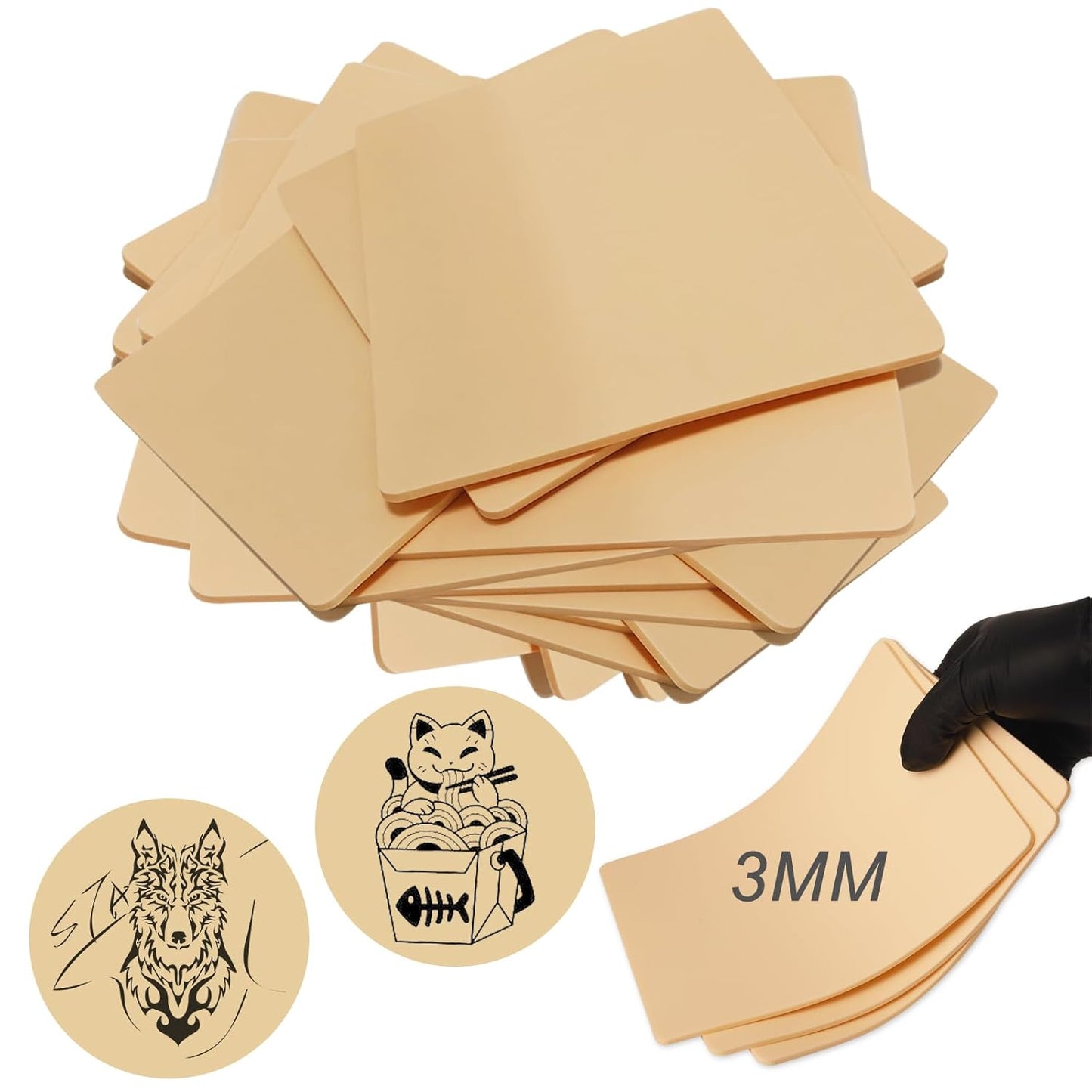 Emalla 3MM Fake Tattoo Skin Practice Kit for Artists and Beginners