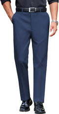 Classic Men Dress Pants with Expandable Waist - Slim Flat Front