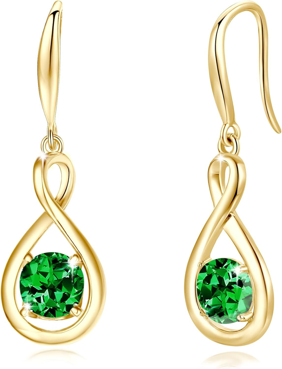 Dainty Infinity Round Gemstone Birthstone Earrings for Her