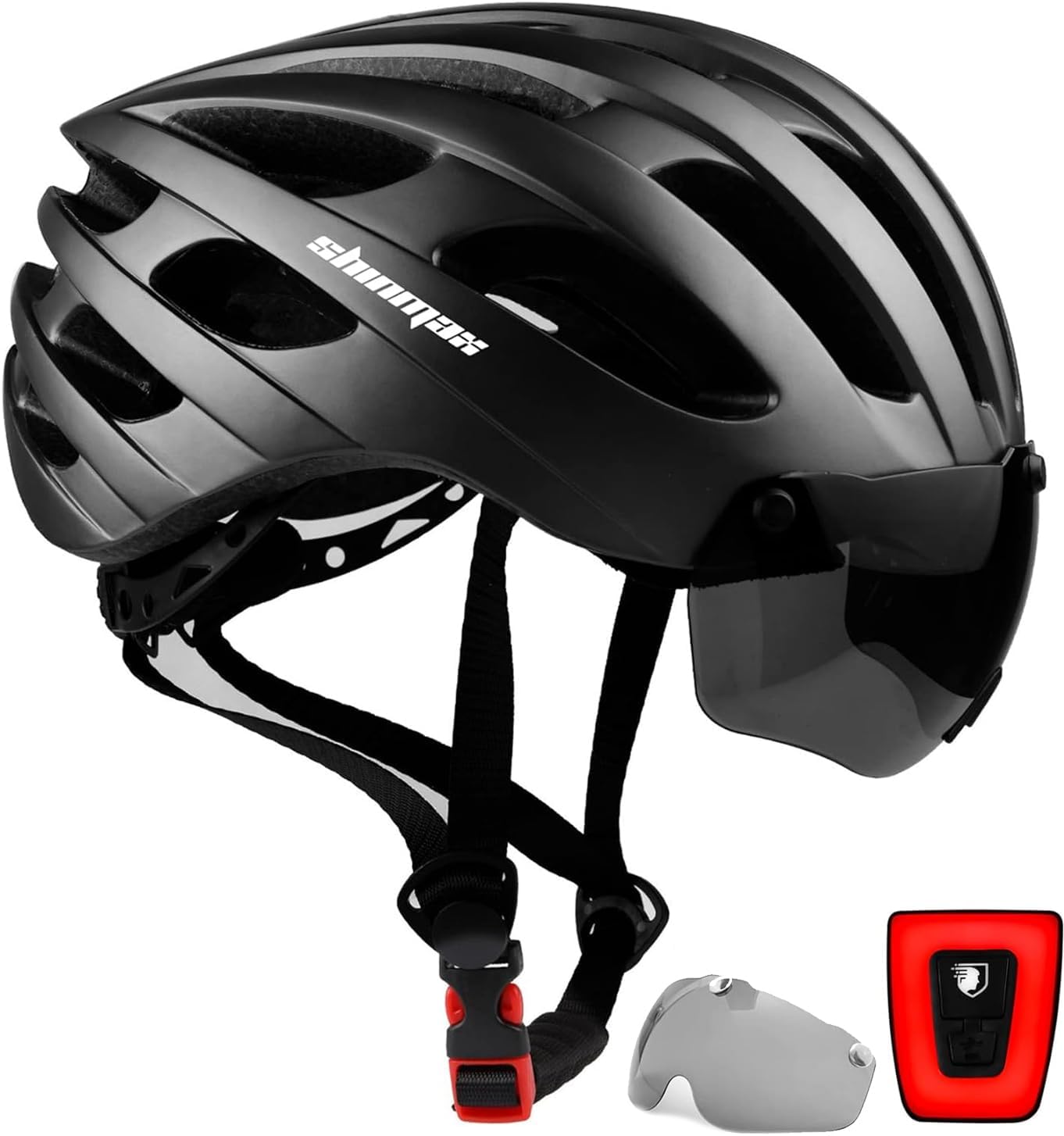 Shinmax Bike Helmet with USB Light & Magnetic Goggles for Safety