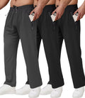 3 Pack Men's Athletic Pants with Zip Pockets - Quick Dry Joggers