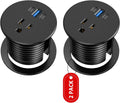 2 Pack Desk Grommet Power Outlet 2.5in - Flush Mount USB Charging