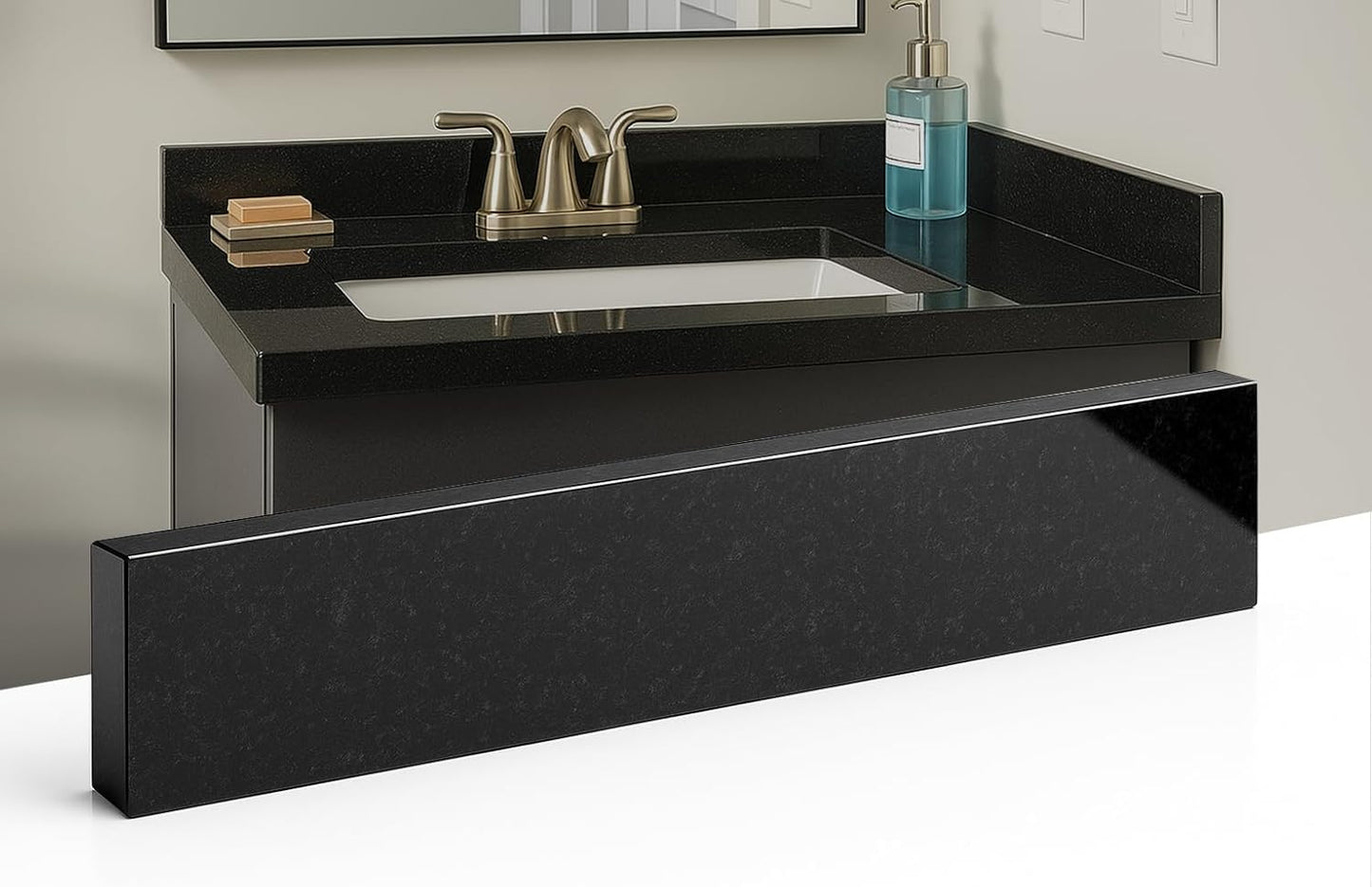 Bathroom Vanity Sink Backsplash in Absolute Black Granite