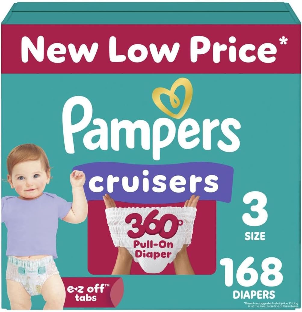 Pampers Cruisers 360 Diapers - Size 3, 168 Count for Babies