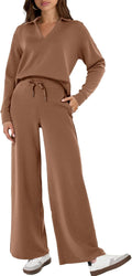 Glamaker Women's 2 Piece Sweatsuit Set - Soft Casual Polo Lounge Shoes