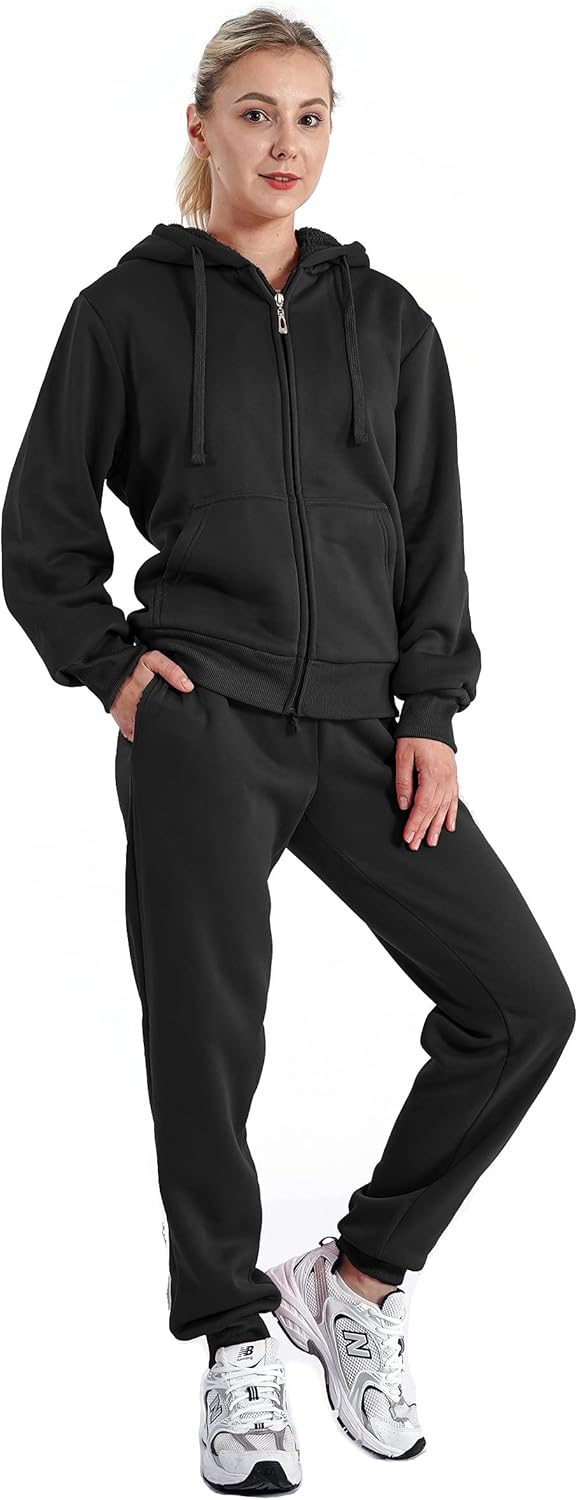 Stylish Sherpa Lined Track Suits for Women - 2 Piece Set