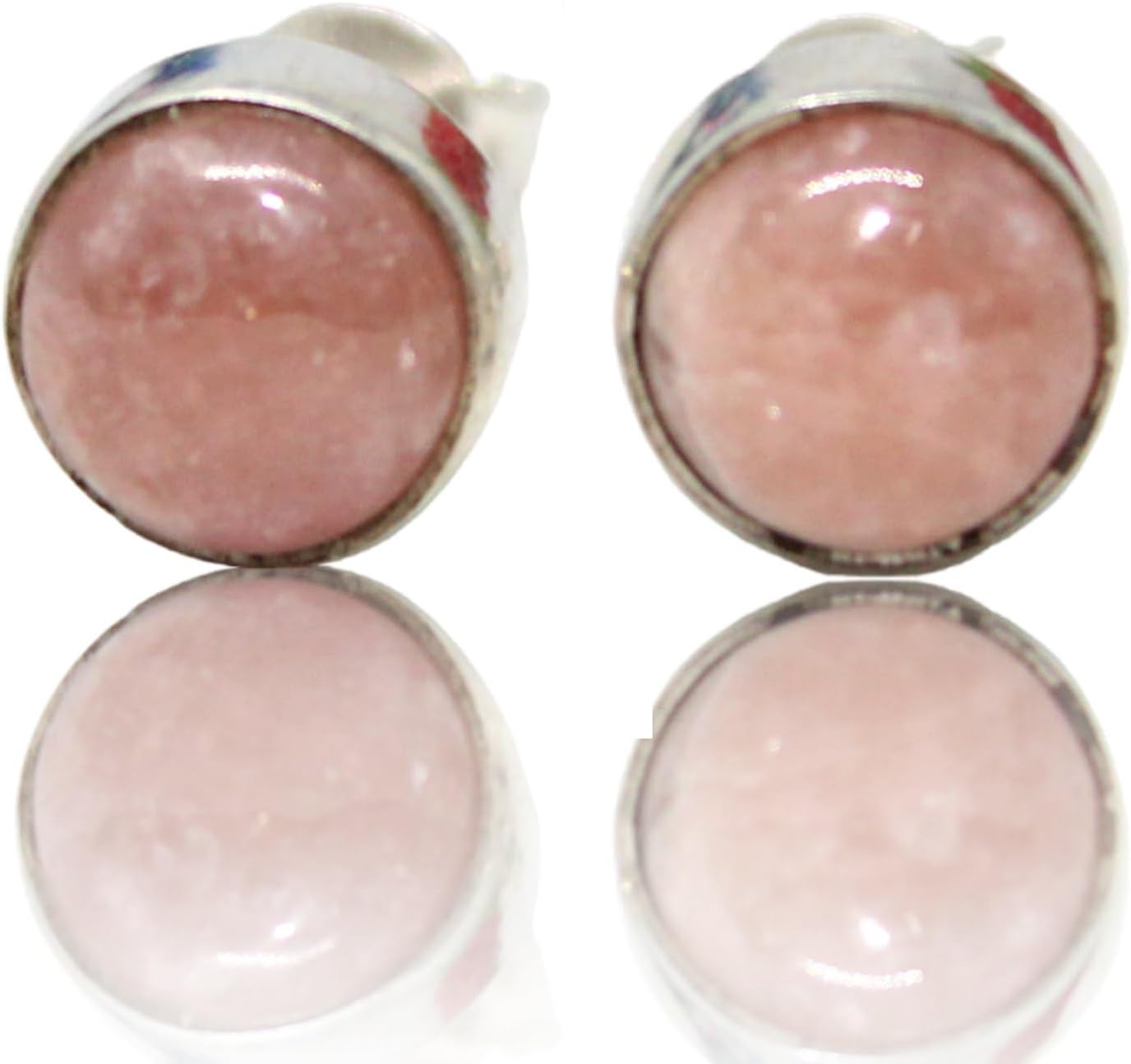 Beautiful Trillion Shape Rhodochrosite Gemstone Stud Earrings