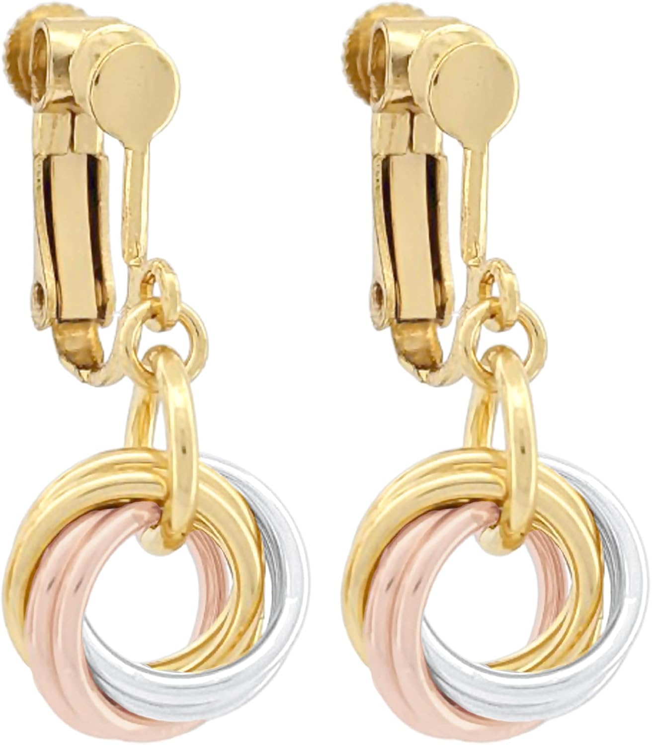 Dainty Tricolor Love Knot Dangle Earrings for Everyday Wear
