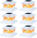 Solar Flame Post Cap Lights 6 Pack - Flickering Solar Post Caps