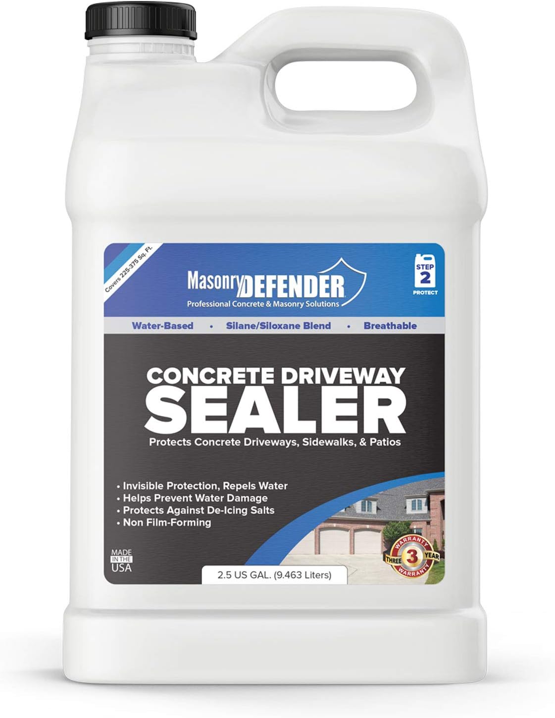 Concrete Sealer for Driveways, Patios, & Sidewalks - 2.5 Gallon