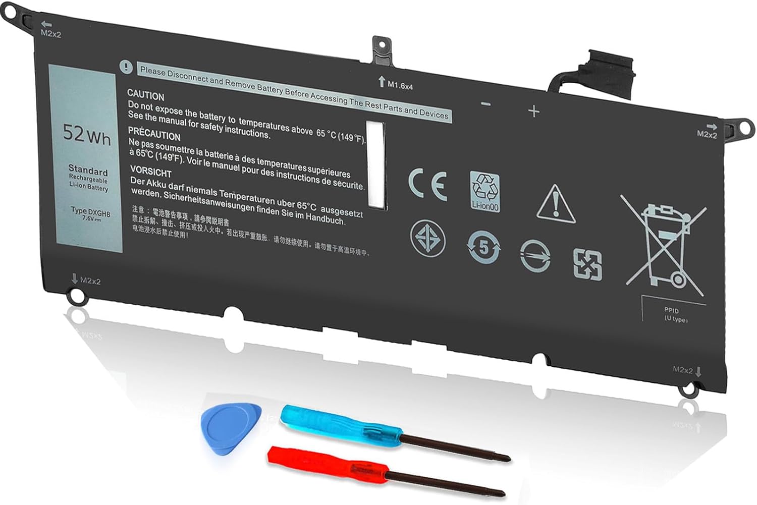 52Wh DXGH8 Battery for Dell XPS 13 9370 9380 Inspiron 13