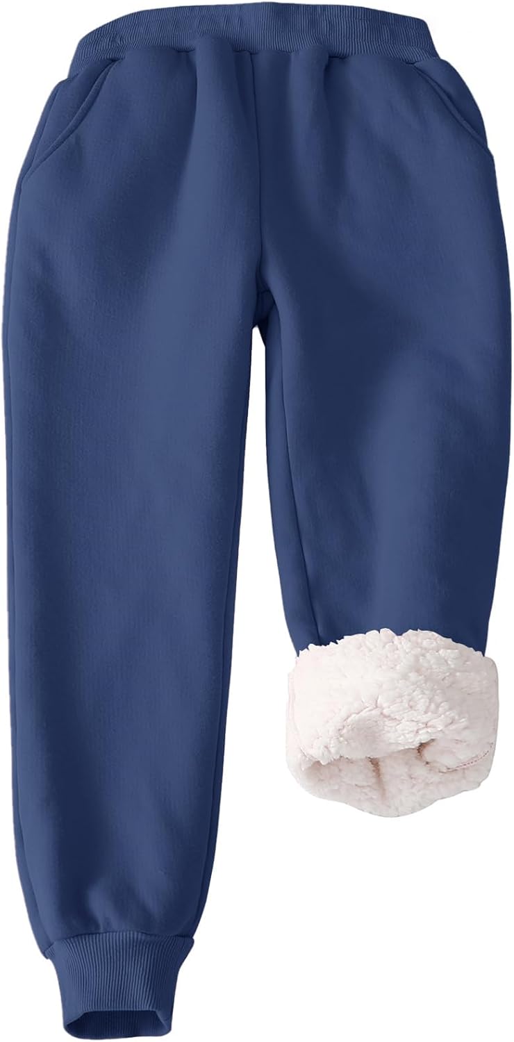 Flygo Fleece Joggers for Kids - Winter Warm Sherpa Lined Pants