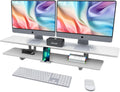 Dual Monitor Stand 2-Tier Wood Monitor Riser with Storage - Ergonomic