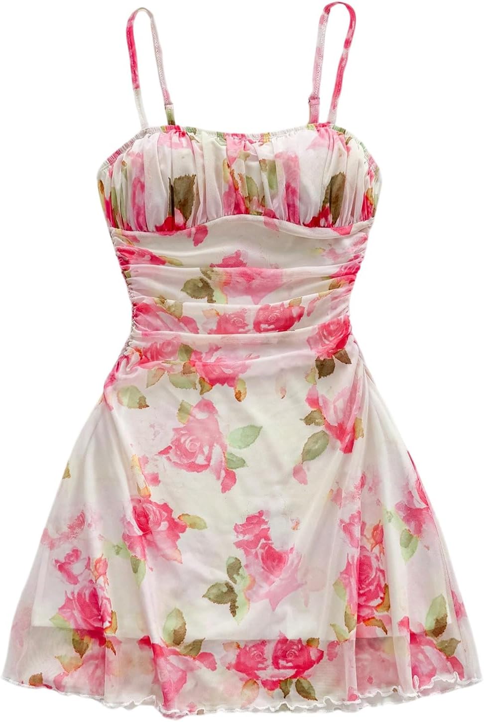 WDIRARA Women's Floral Print Ruched Cami Dress for Summer Fun