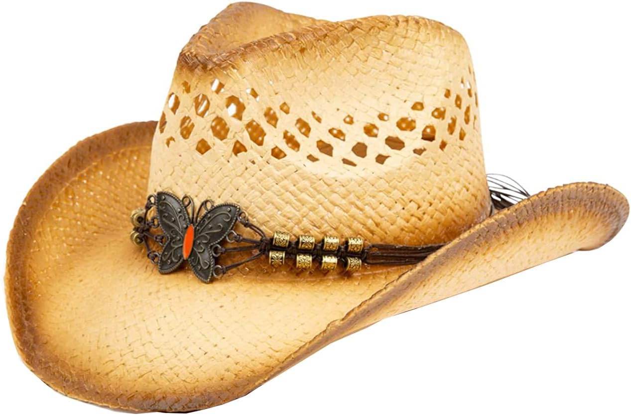 TOVOSO Straw Cowboy Hat for Women and Men with Shapeable Brim