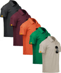 Mens Polo Shirt 5 Pack Short Sleeve Moisture Wicking - Lightweight