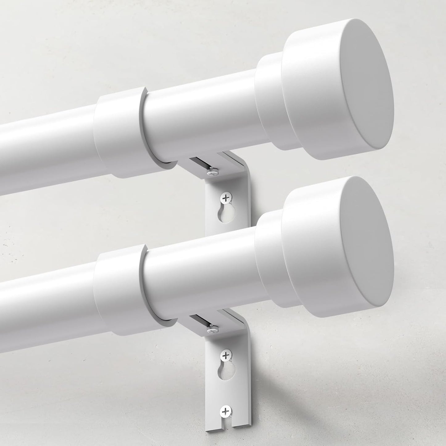 Heavy Duty Curtain Rods Set for Windows 48 to 84 Inch, 2 Pack