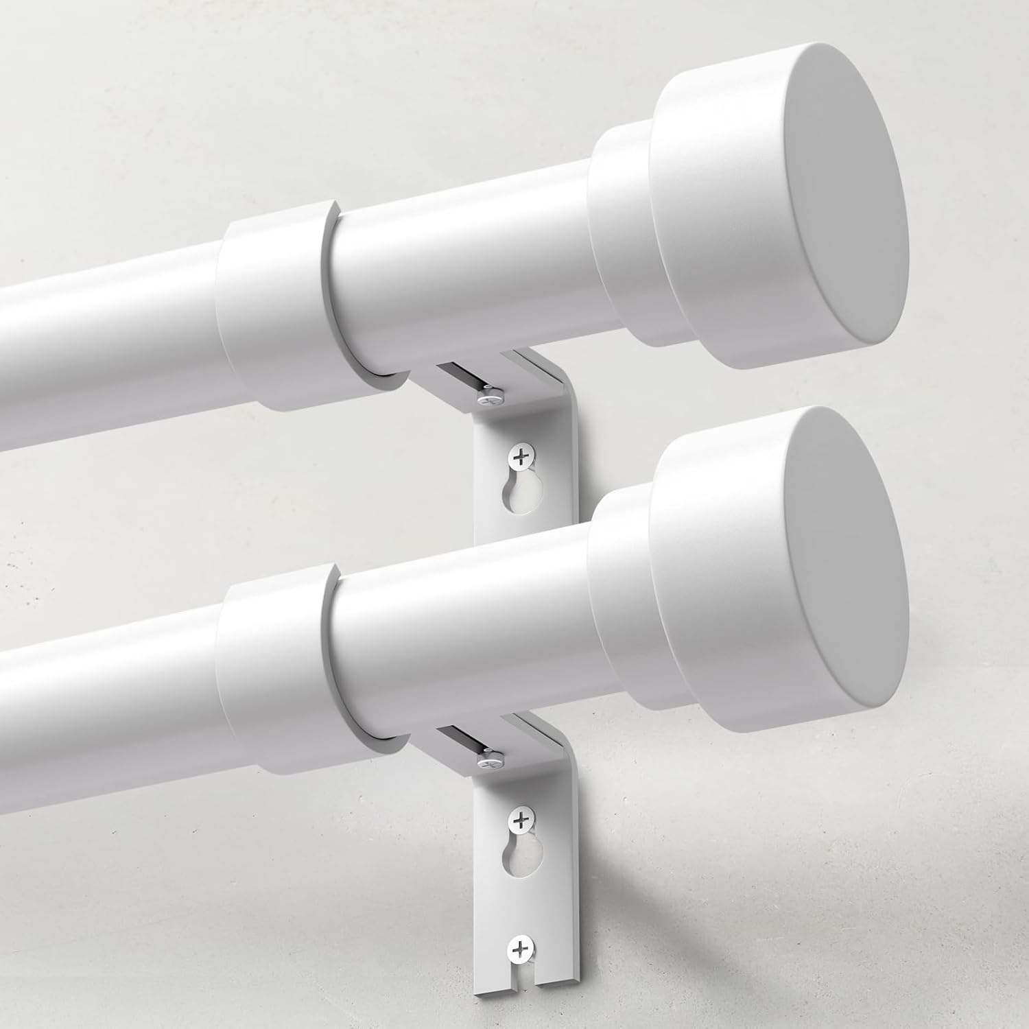 Heavy Duty Curtain Rods Set for Windows 48 to 84 Inch, 2 Pack
