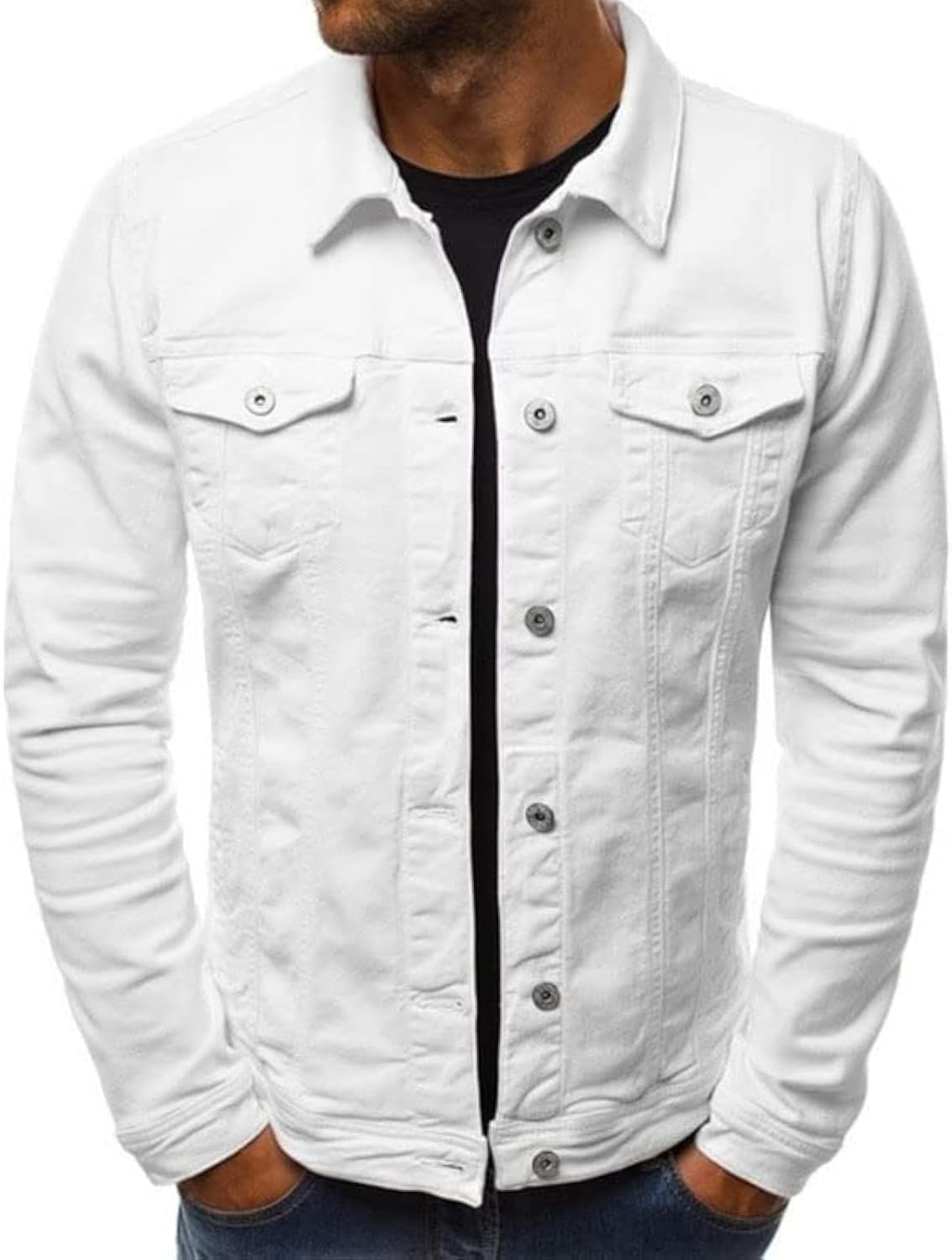 LONGBIDA Men's Casual Classic Denim Jacket for Modern Style