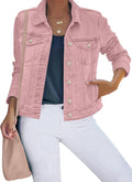 Women's Stretch Fitted Denim Jean Jacket - Button Down Collared