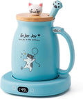 Coffee Mug Warmer & Cute Cat Mug Set - Desk Beverage Warmer