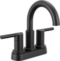 Delta Nicoli Centerset Matte Black Bathroom Faucet - Sleek 4 in Design