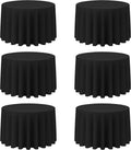 Black Round Tablecloth 108 in 6 Pack - Durable, Washable Linen-Feel