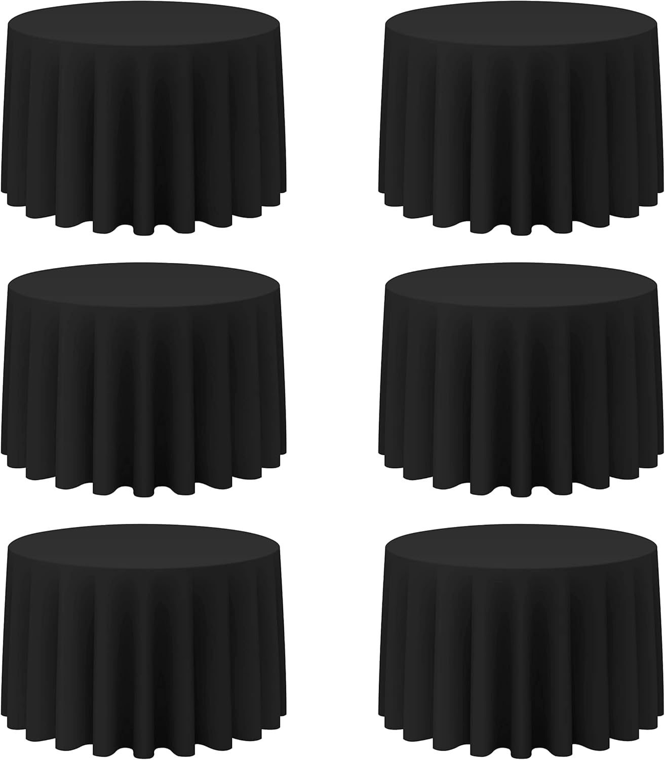 BRILLMAX 6 Pack Black Round Tablecloths for Elegant Events