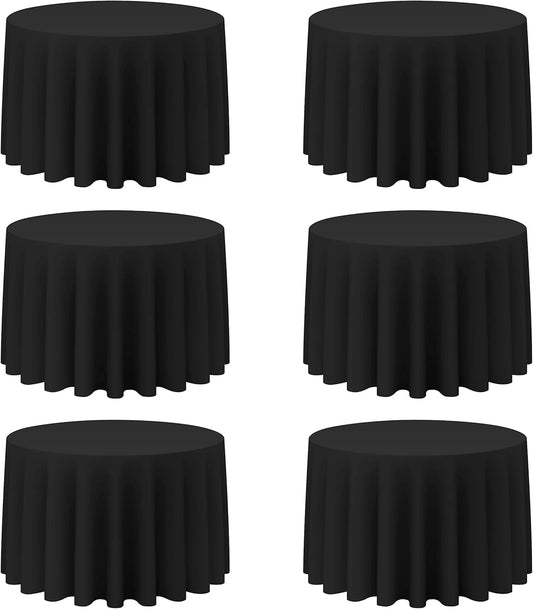BRILLMAX 6 Pack Black Round Tablecloths for Elegant Events