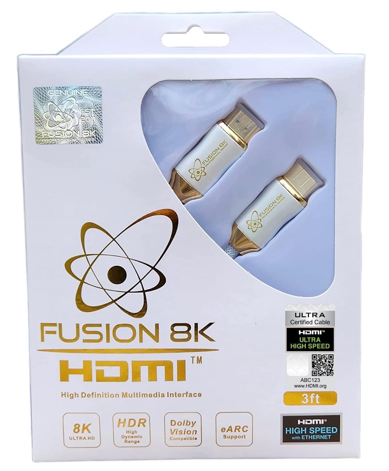 White HDR HDMI 2.1 Certified Cable for 8K and 4K Gaming