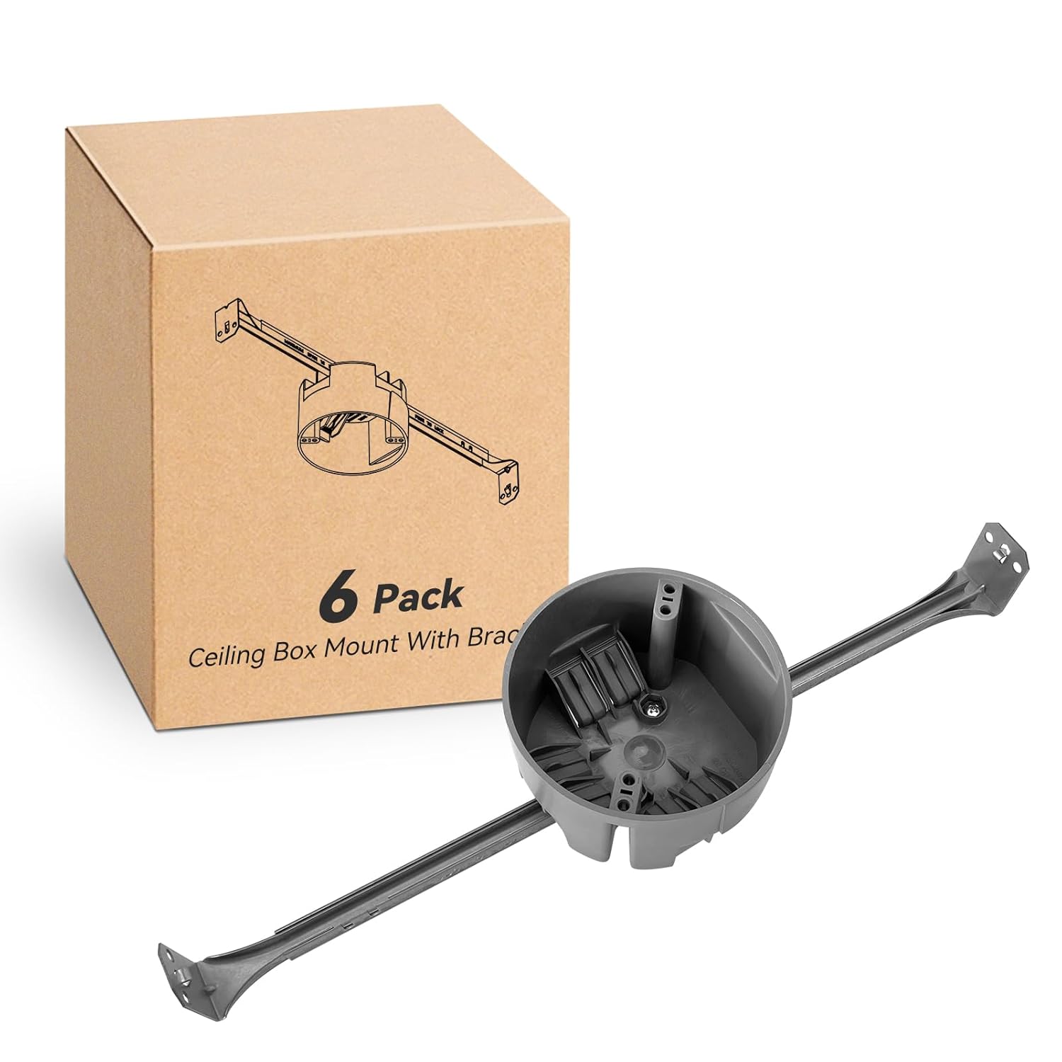 Ceiling Electrical Box with Adjustable Hanger Bar for New Work
