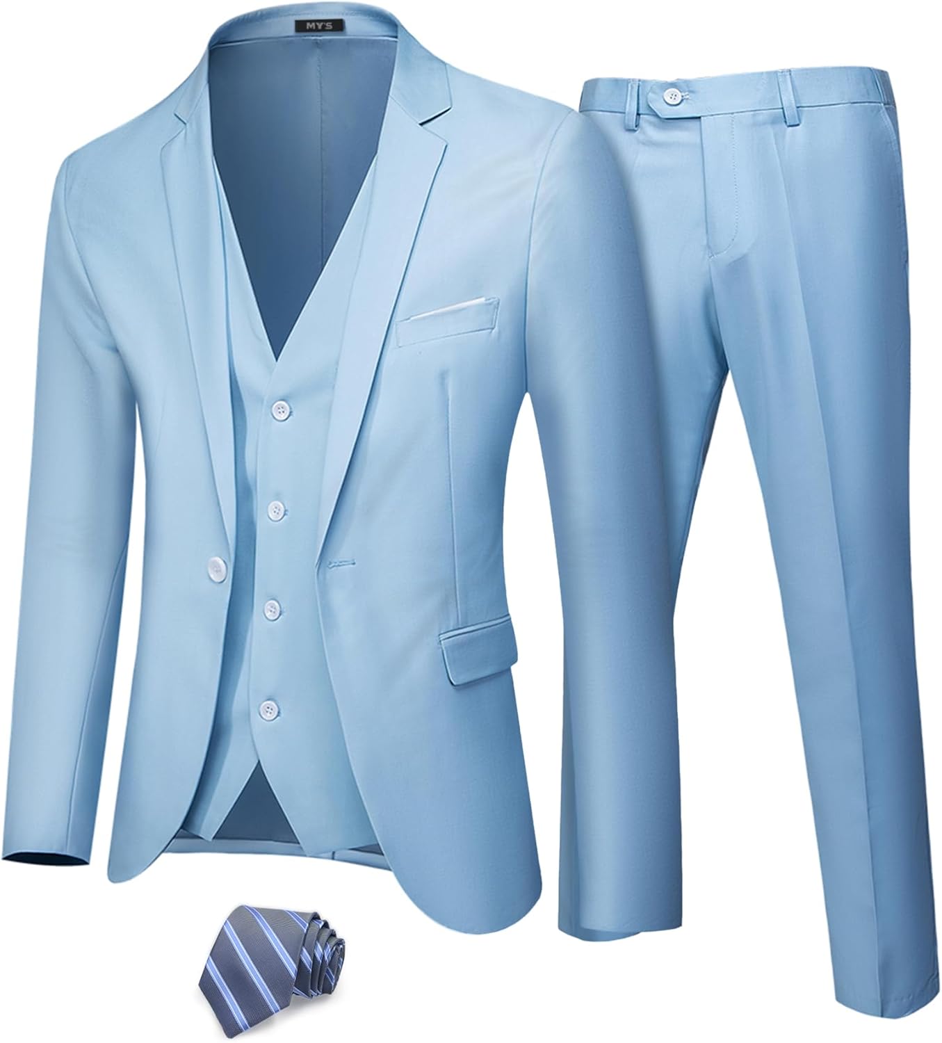 Men's 3 Piece Suit Set with Tie, Slim Fit Jacket & Pants