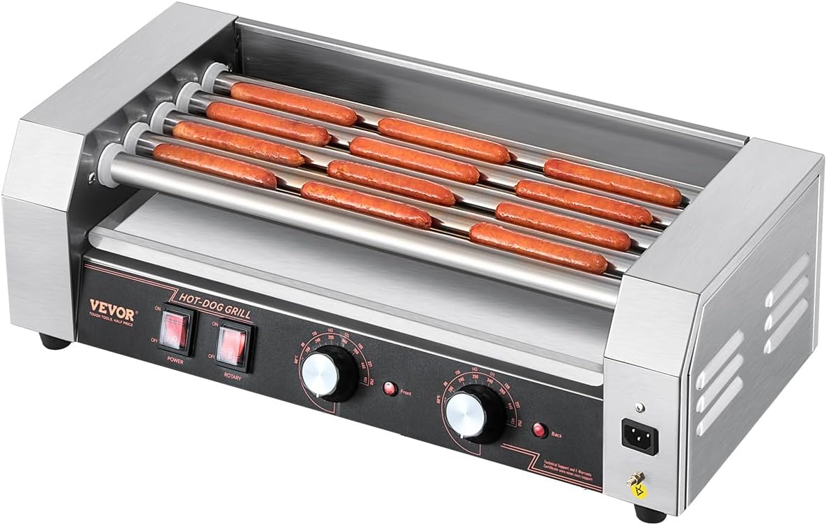 VEVOR Hot Dog Roller Machine with Dual Temp Control for Parties