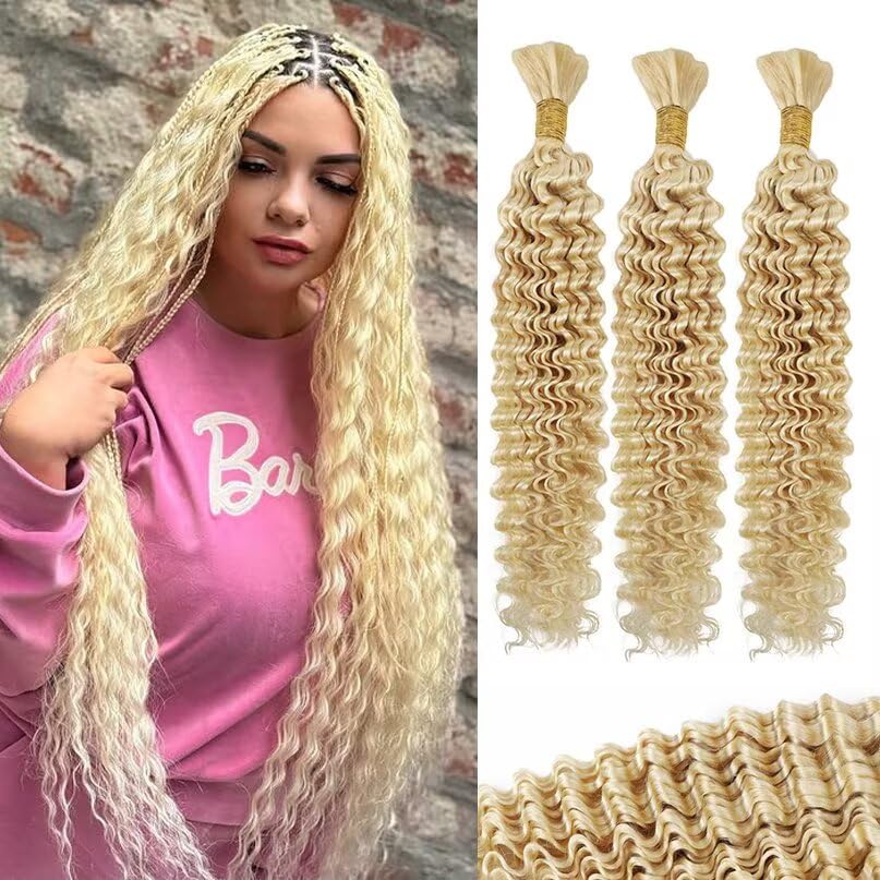 12A 613 Blonde Human Braiding Hair for Boho Braids 22 Inch