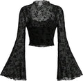 Verdusa Women's Gothic Mesh Bell Sleeve Crop Top - Flattering Sheer