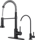 Kitchen Faucet and Water Filter Faucet Combo - Pull Down Black Sink