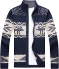 Kedera Men's Cardigan Sweaters Stand Collar Cable Thick Knitted Full
