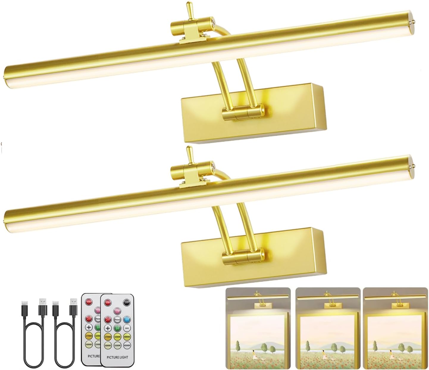 2 Pack Picture Lights for Wall Battery Operated Art Lighting